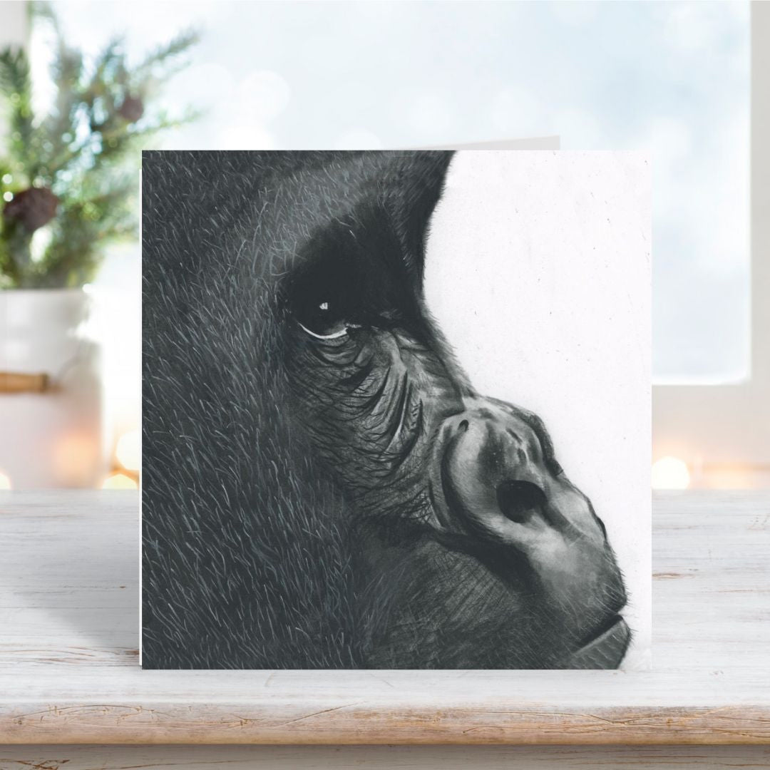 A Hand Drawn  Gorilla Greeting Card From Libra Fine Arts