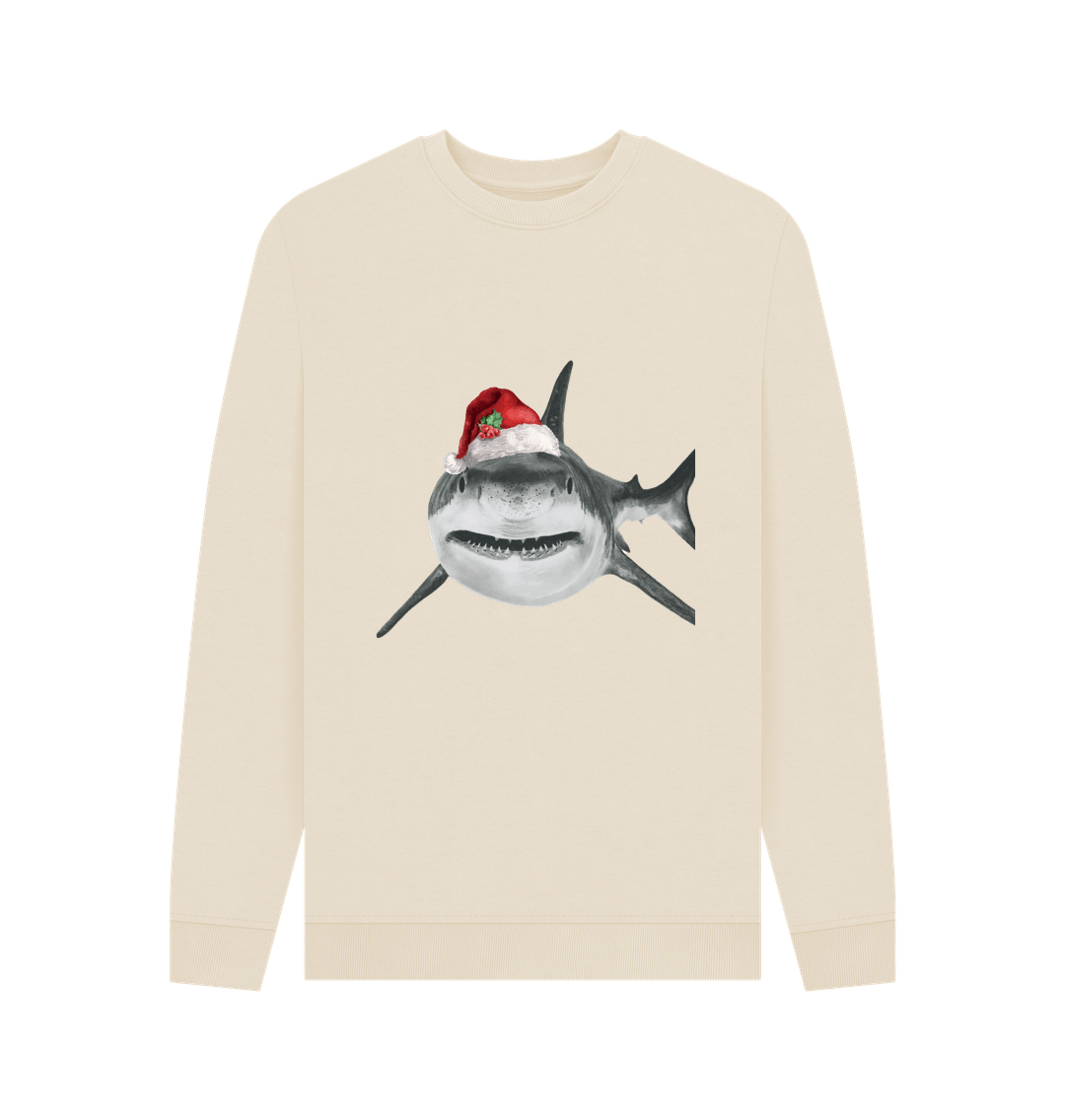 Oat Men's Crew Neck Festive Shark Sweater Certified Organic Cotton