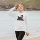 Women's festive cat design organic cotton sweater