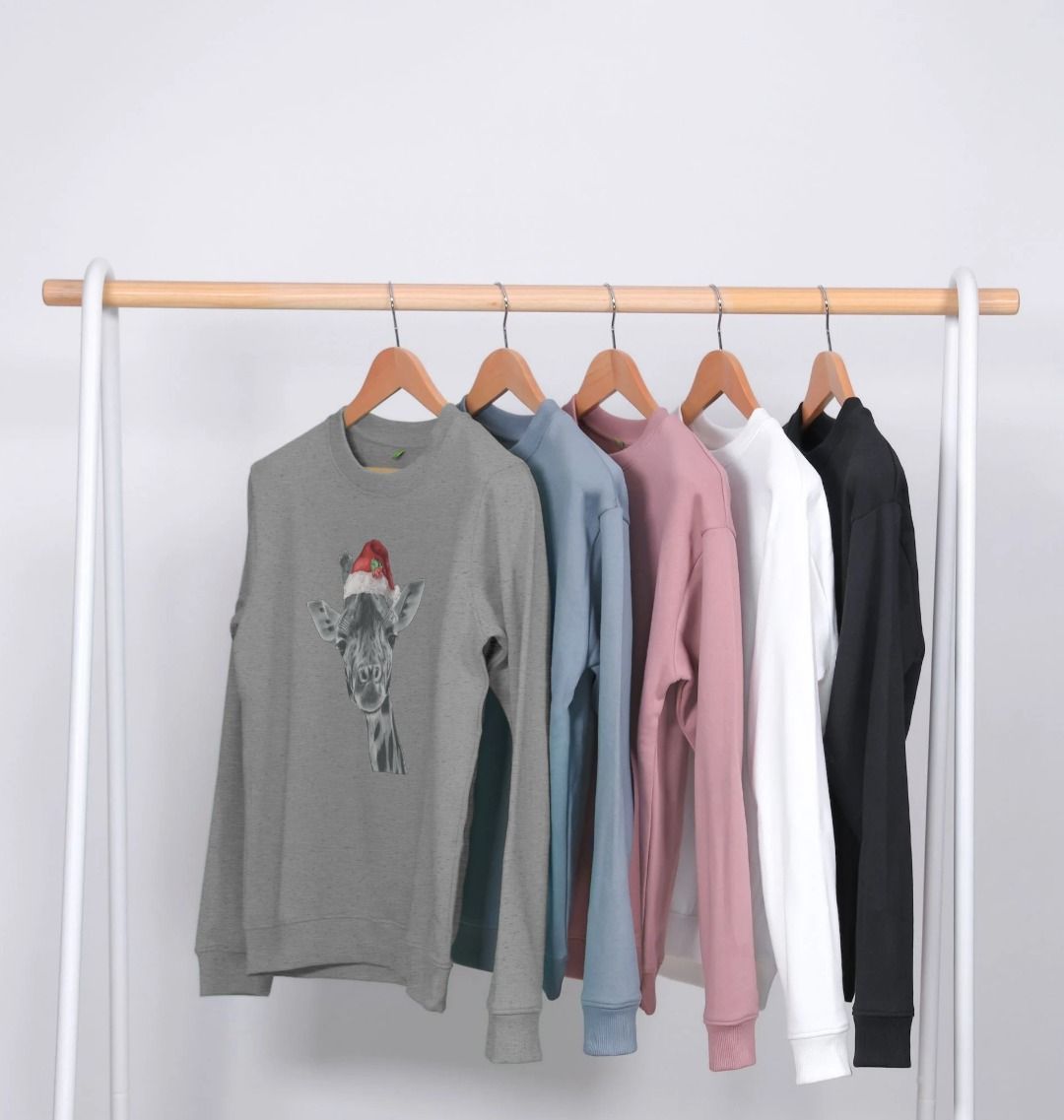 Women's Crew Neck Festive Solo Giraffe Sweater Certified Organic Cotton