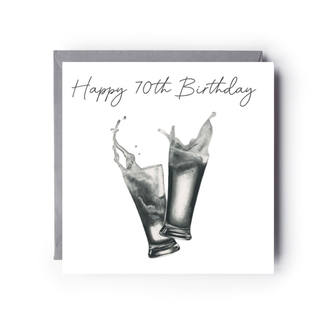 Happy 70th Birthday Beers card