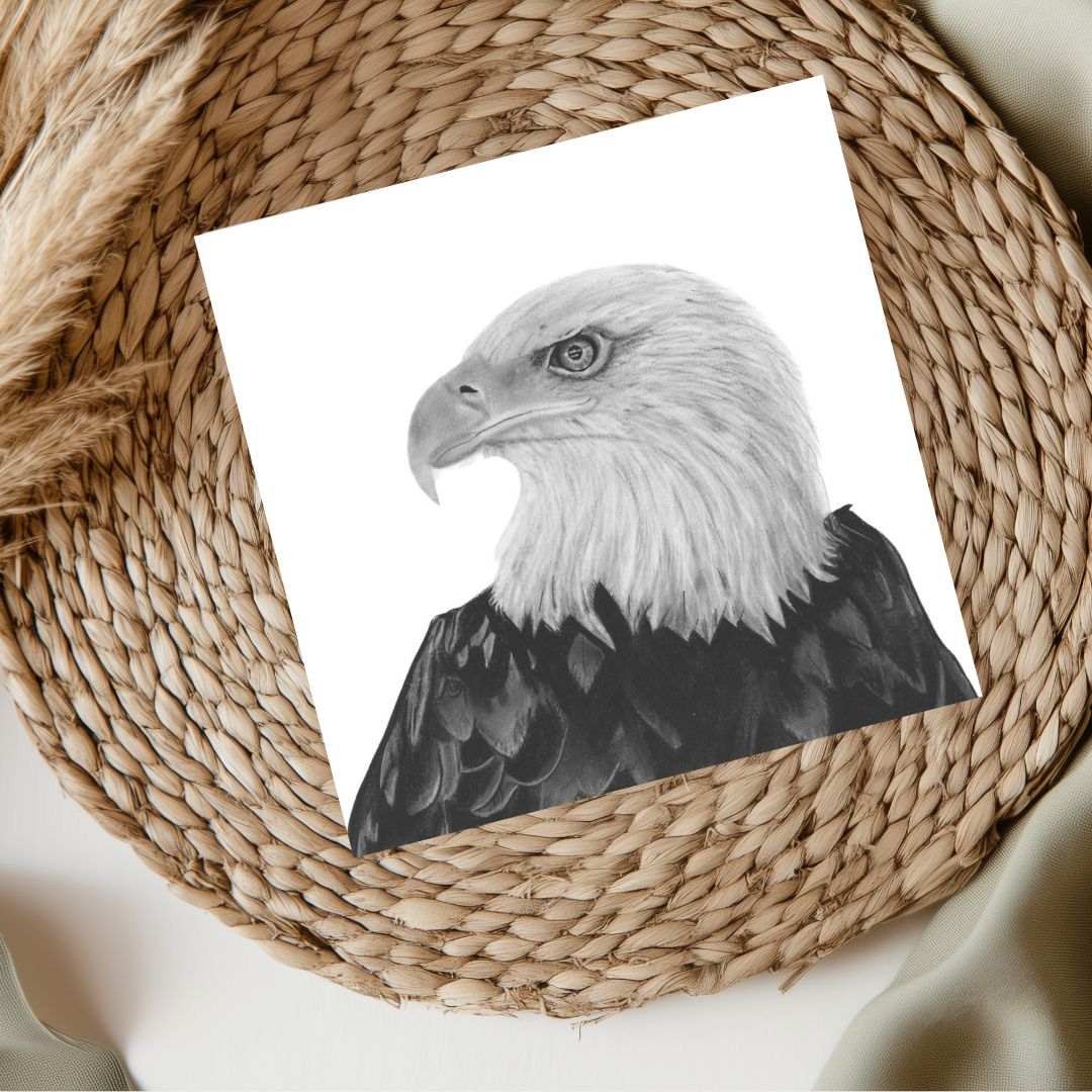 Hand-drawn Arrakis the Eagle greeting card, showcasing majestic bird of prey art.