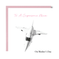 Greeting card with a supersonic aircraft illustration and text 'To A Supersonic Mum On Mother's Day' on a white background.