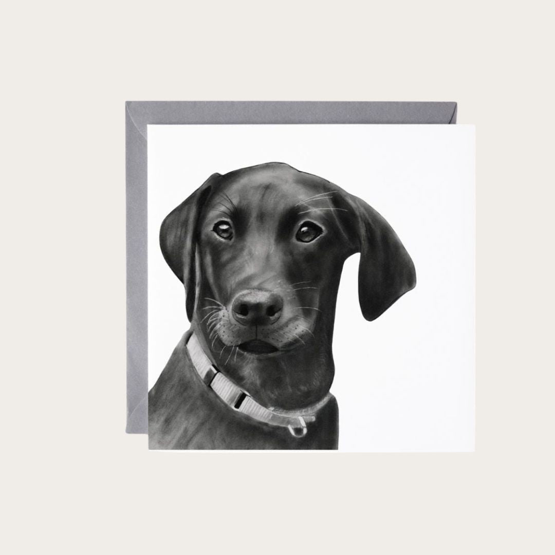 Celebrate the love for dogs with this beautifully hand-drawn Avoir the Labrador greeting card, designed by Libra Fine Arts. A delightful card for Labrador enthusiasts