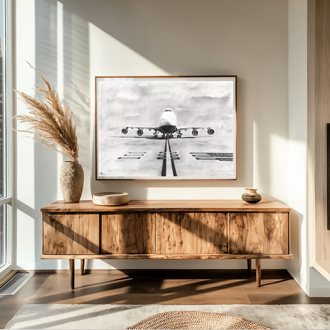 The 747 "Queen of the Skies" Fine Art Print – Hand-Drawn Aviation Artwork