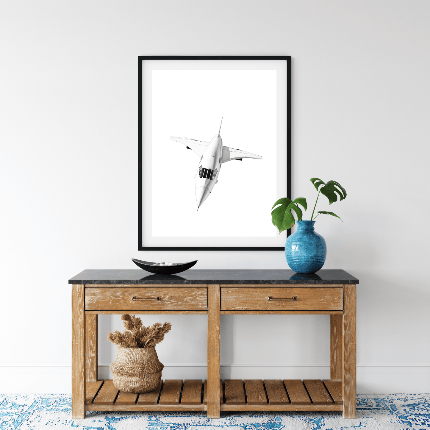 Supersonic Concorde Aircraft Fine Art Print – Hand-Drawn Supersonic Plane Illustration