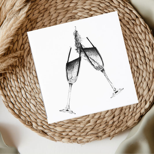 Hand-drawn greeting card with a festive “Cheers” celebration design, ideal for joyful occasions.