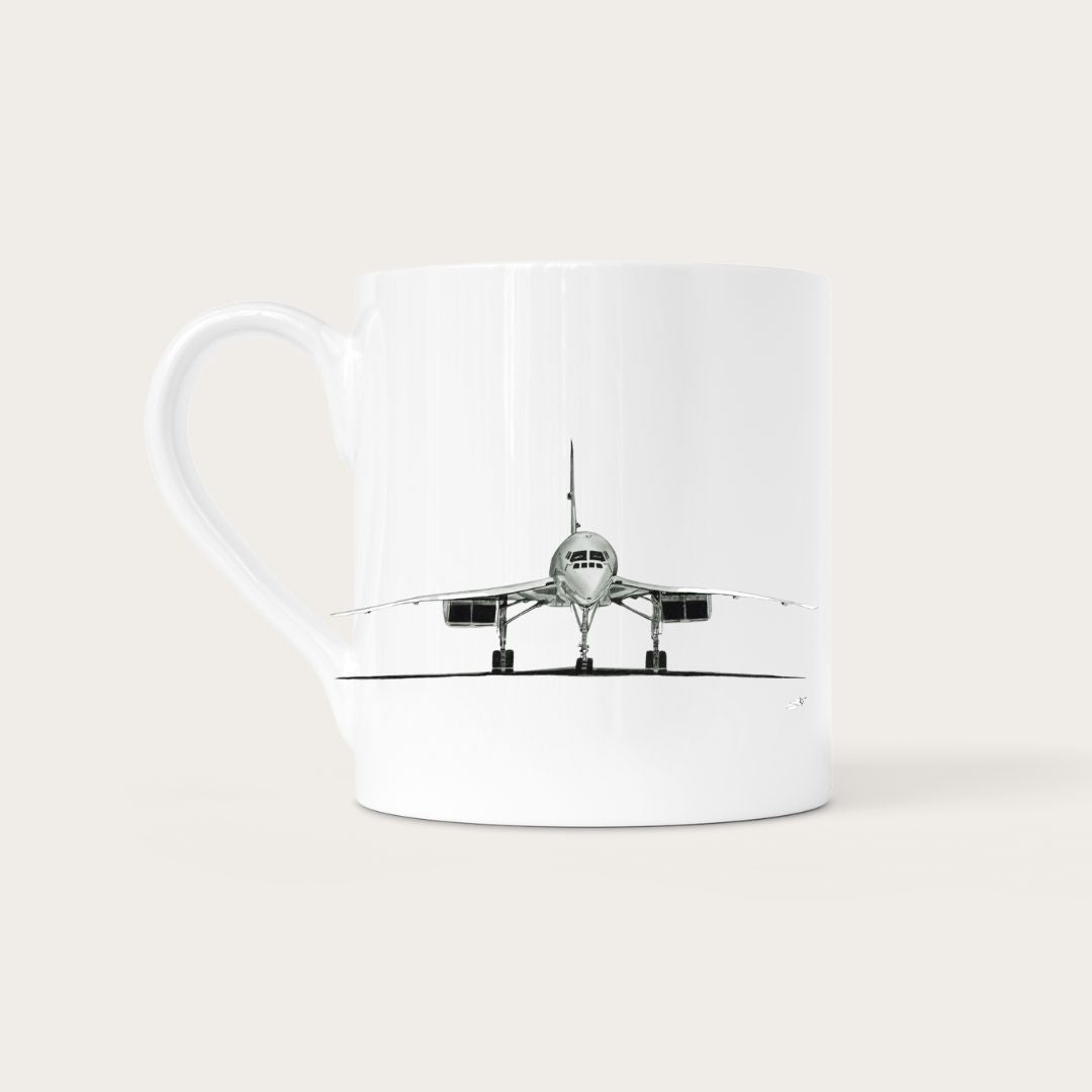 Celebrate the legacy of the Concorde with this exquisite bone china mug. Featuring a striking illustration of the legendary supersonic jet, this mug offers both style and functionality, making it a perfect gift for aviation lovers or a unique addition to your own collection