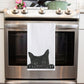 Cute Adorable Peeking Cat Tea Towel: A tea towel featuring a delightful hand-drawn design of a peeking cat. Perfect for cat lovers, this charming towel makes an ideal birthday or Christmas present, adding a touch of whimsy and warmth to any kitchen