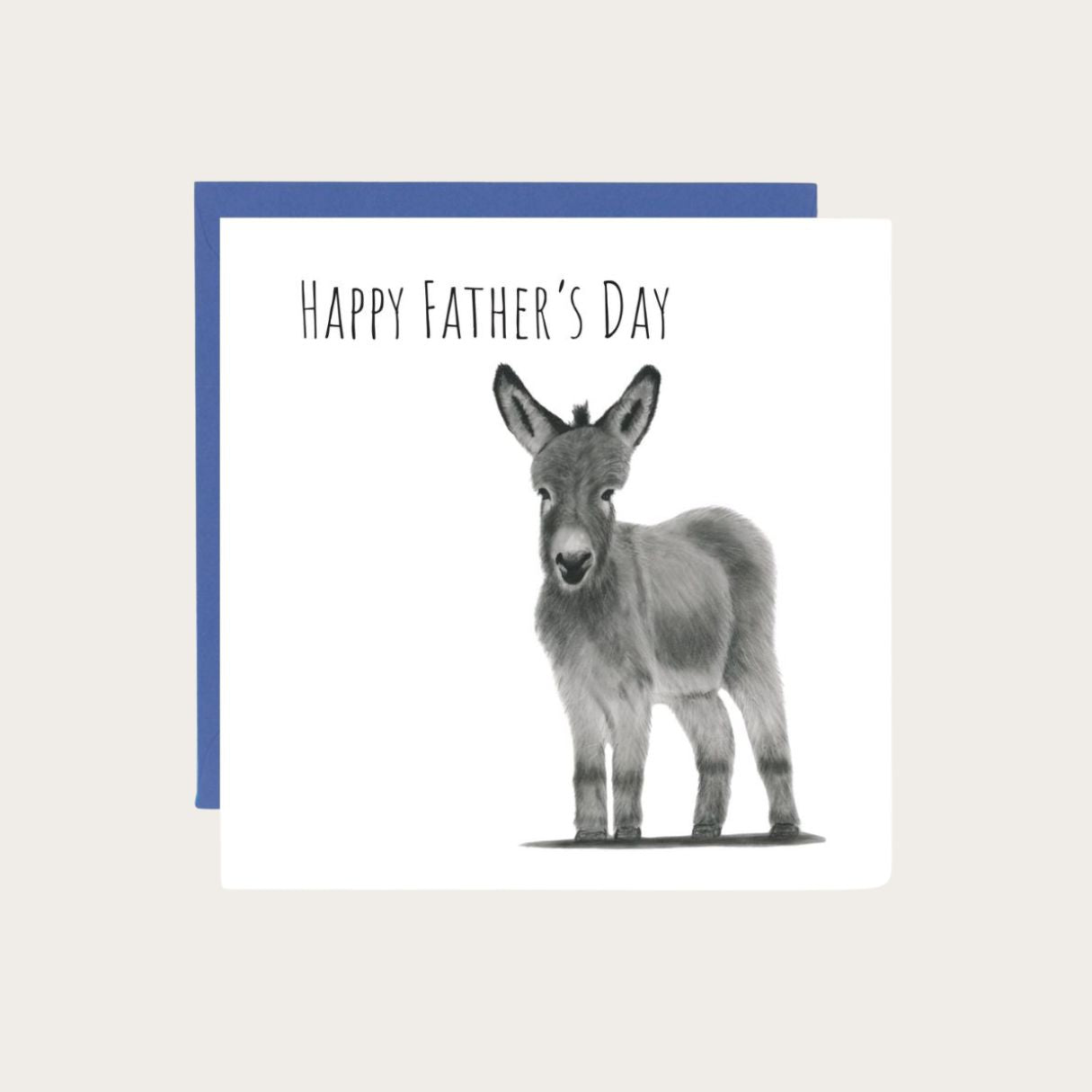 Cute hand-drawn little donkey Father's Day card, perfect for dads who love animals, countryside gifts, and sweet illustrated cards