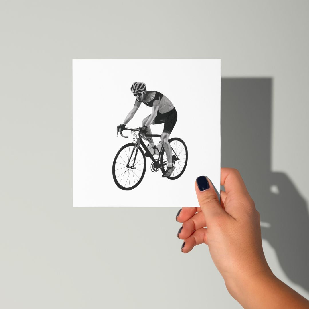 A Hand Drawn Cyclist Greeting Card from Libra Fine Arts