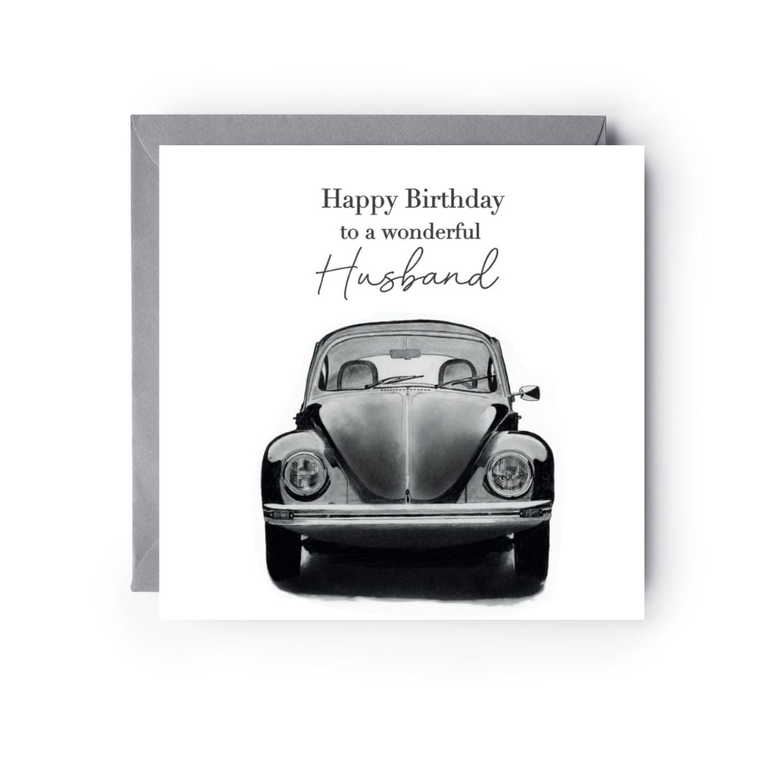 Happy Birthday To A Wonderful Husband Beetle Car Card