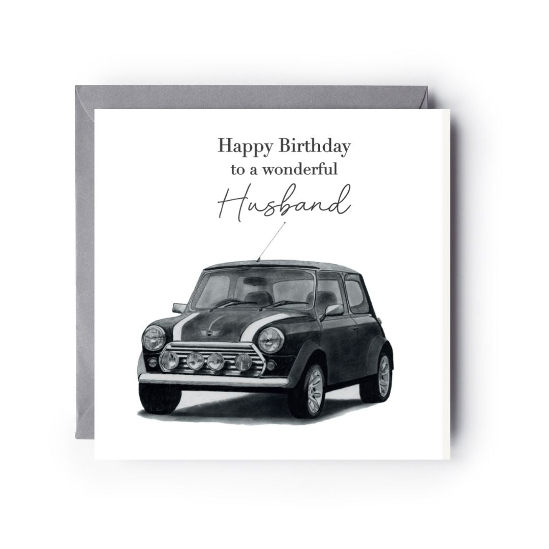 Happy Birthday To A Wonderful  Husband Mini Car Card