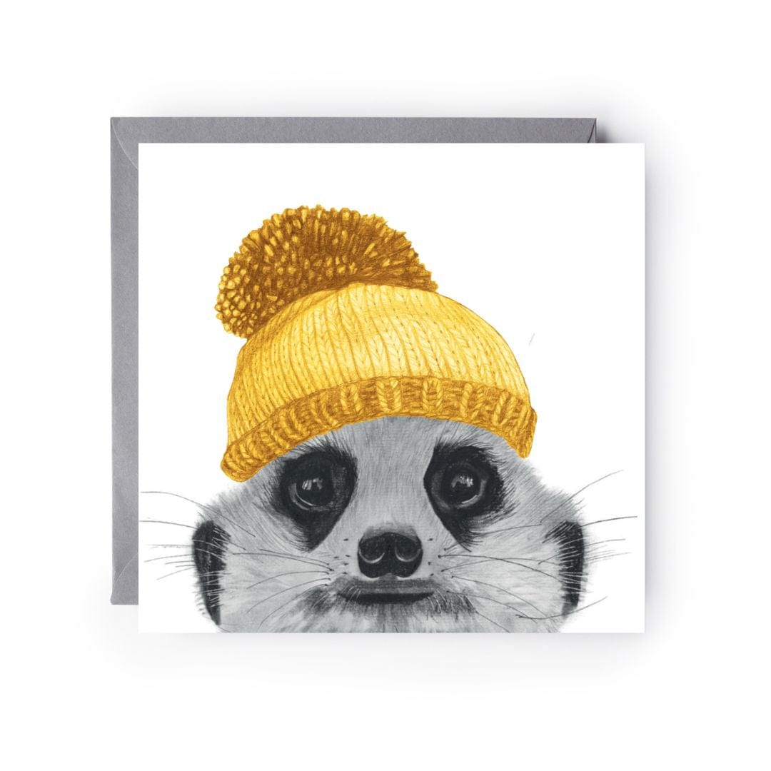 Winter Peeking Meerkat Greeting Card