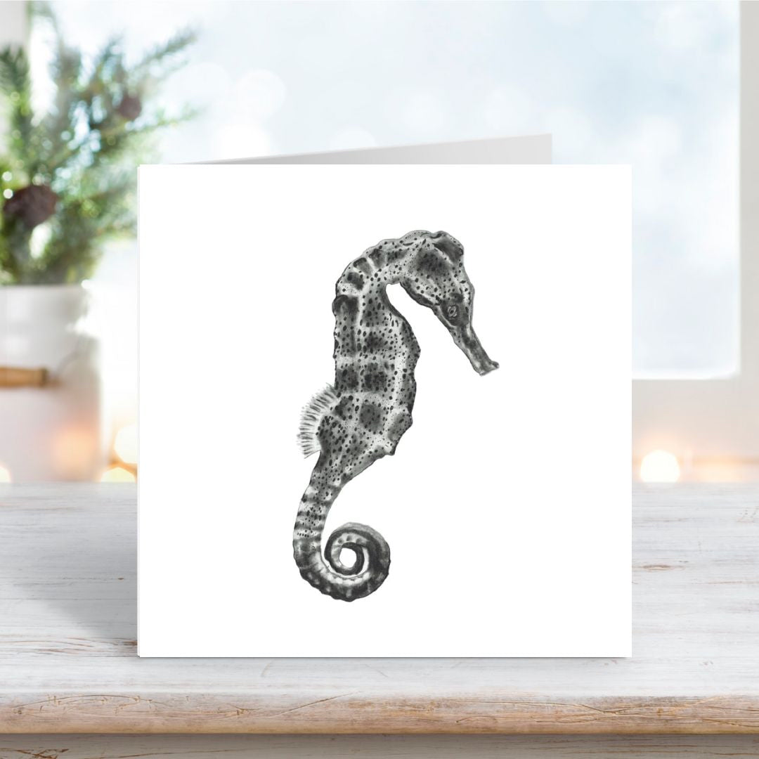  A Hand Drawn Seahorse Greeting Card From Libra Fine Arts