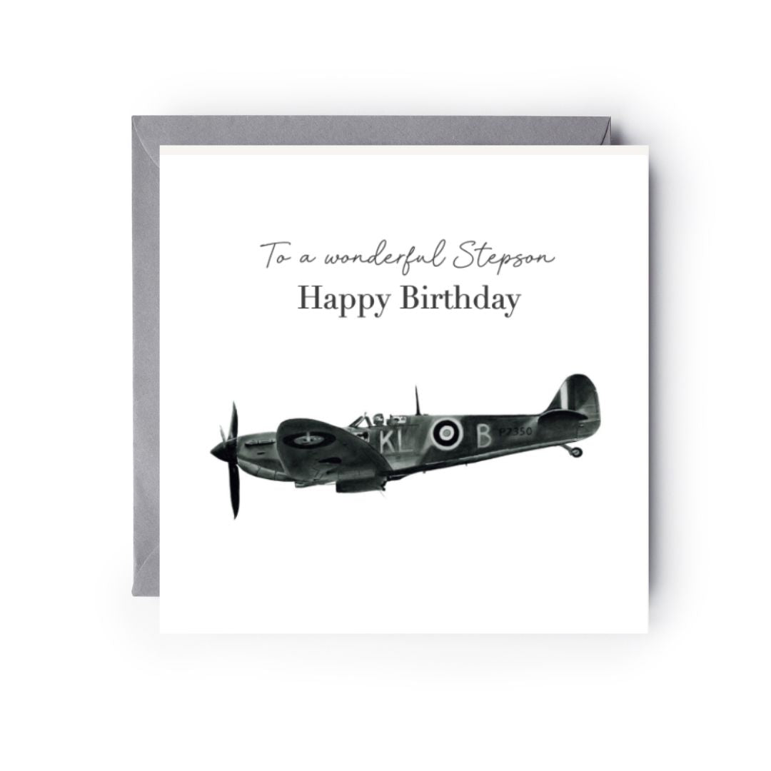 Happy Birthday To A Wonderful Stepson Spitfire Card