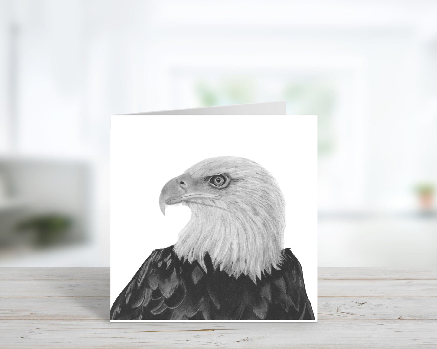 Arrakis the Eagle Hand-Drawn Greeting Card by Libra Fine Arts, featuring a detailed black and white illustration of a majestic eagle. A perfect card for nature and wildlife lovers
