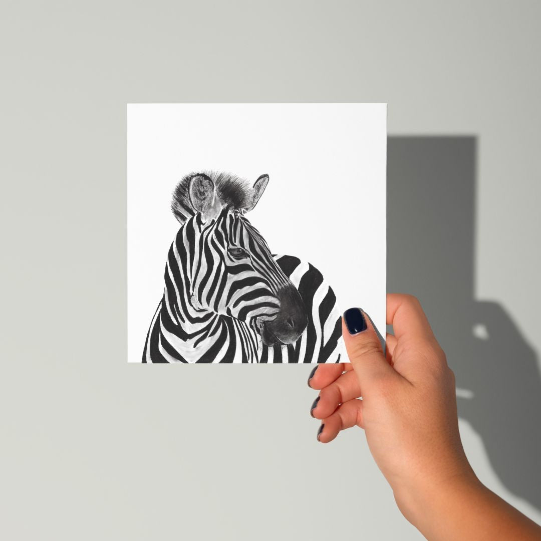 A Hand Drawn Zebra Greeting Card from Libra Fine Arts