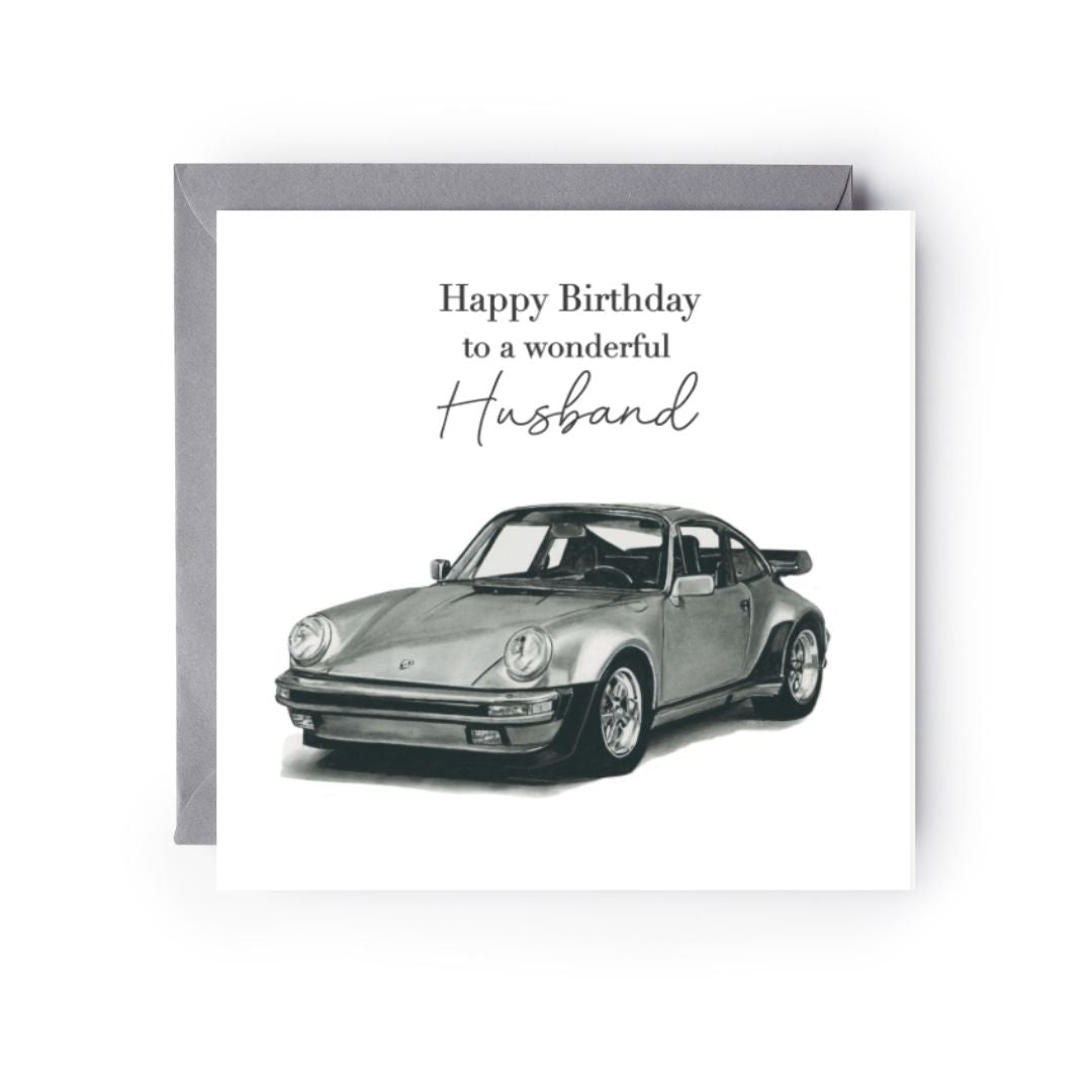 Happy Birthday To A Wonderful Husband Sports Car Card