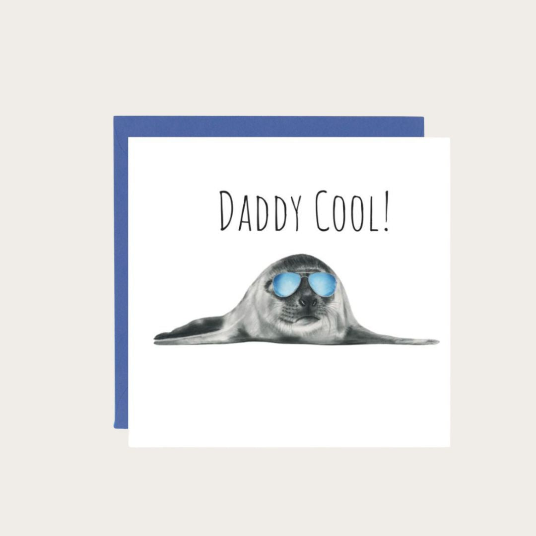 Father's Day card with a fun seal illustration, sending a cool and loving message for an awesome dad."
