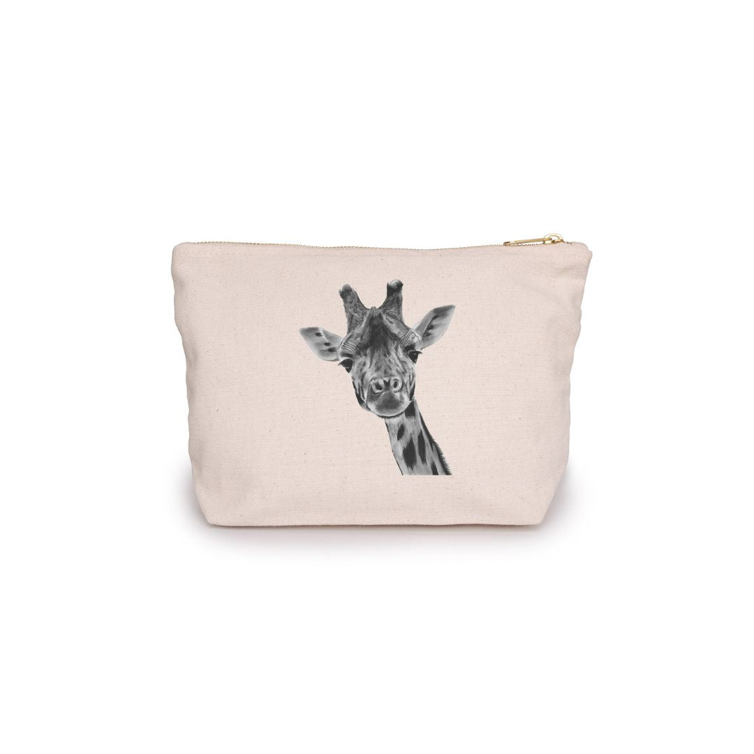 Maya the Giraffe Cotton Lined Mini Pouch Zip Bag From Libra Fine Arts