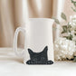Charming peeking cat illustration on a delicate bone china jug, ideal for serving or displaying flowers with a playful twist.