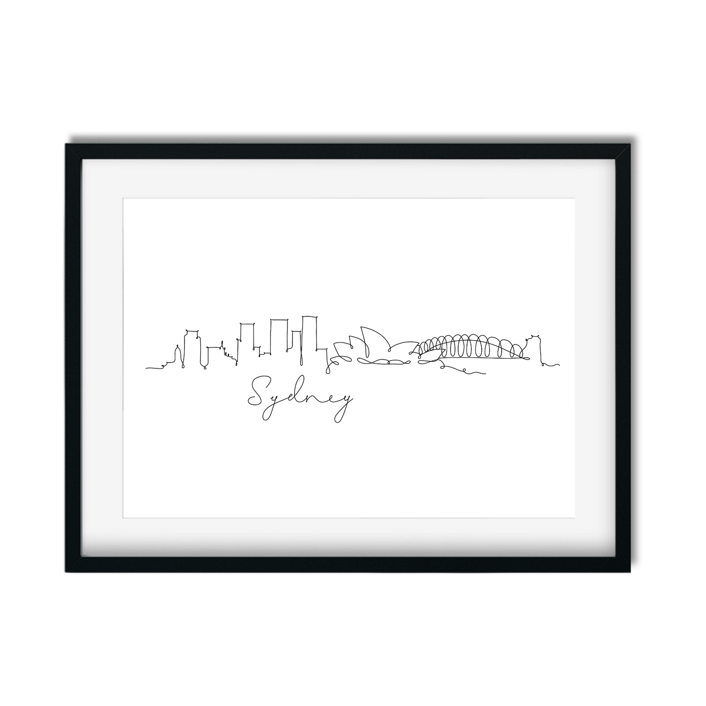 Elegant A4 unframed hand-drawn Sydney skyline artwork, perfect wall art for Australia lovers, first flight as crew, or destination wedding gift.