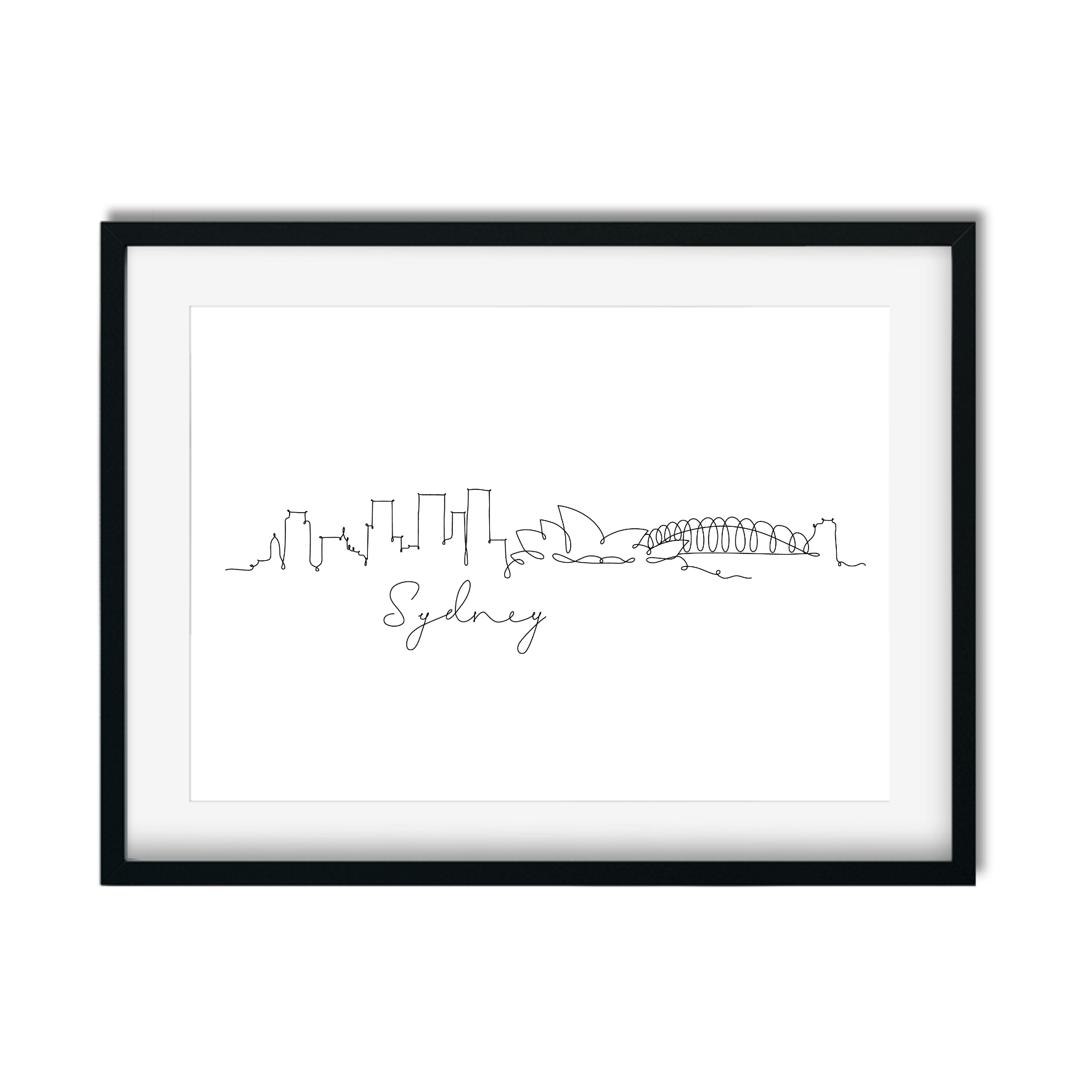 Elegant A4 unframed hand-drawn Sydney skyline artwork, perfect wall art for Australia lovers, first flight as crew, or destination wedding gift.