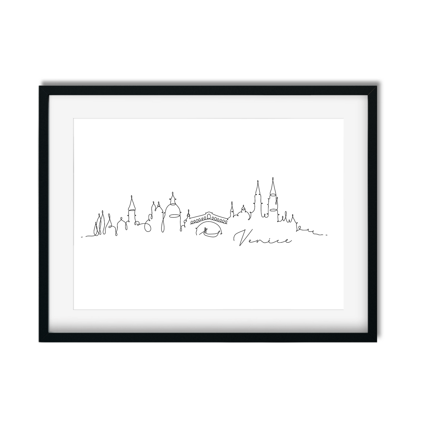 Detailed hand-drawn Venice cityscape print with St. Mark’s Basilica, Grand Canal, and Rialto Bridge