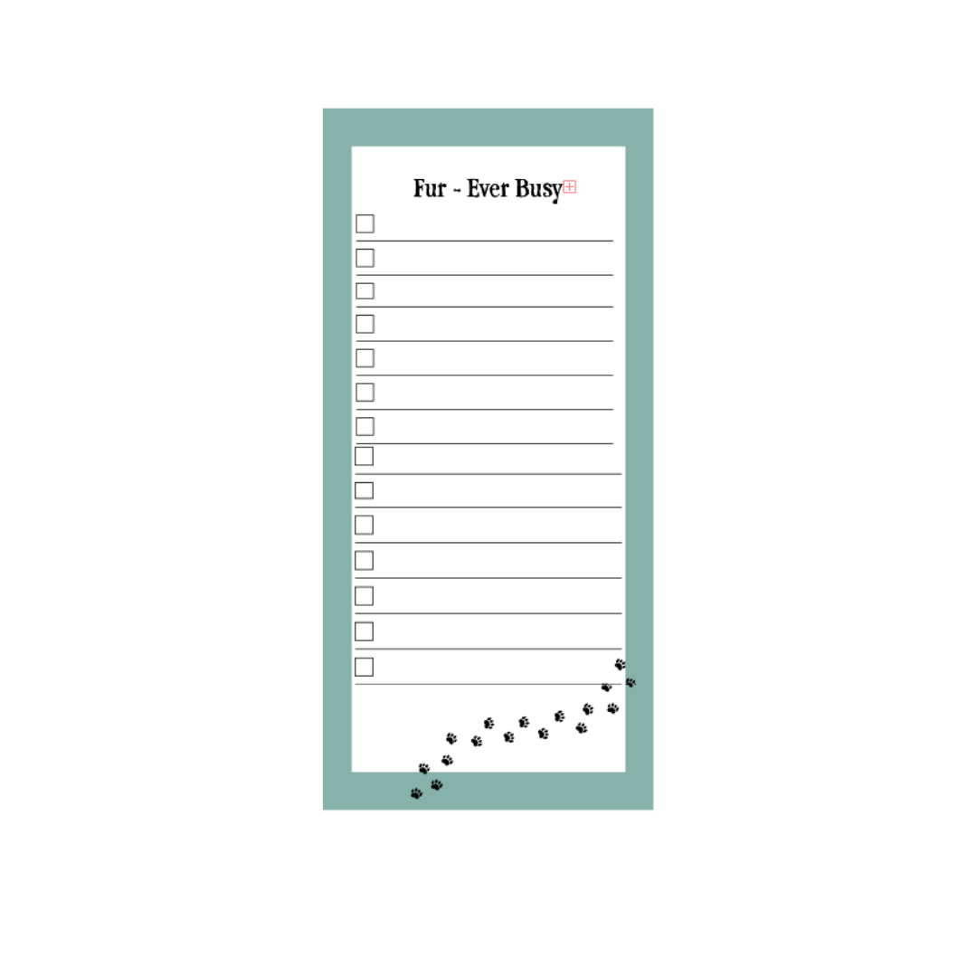 Fun and practical list pad featuring a dog illustration, ideal for note-taking and list-making.