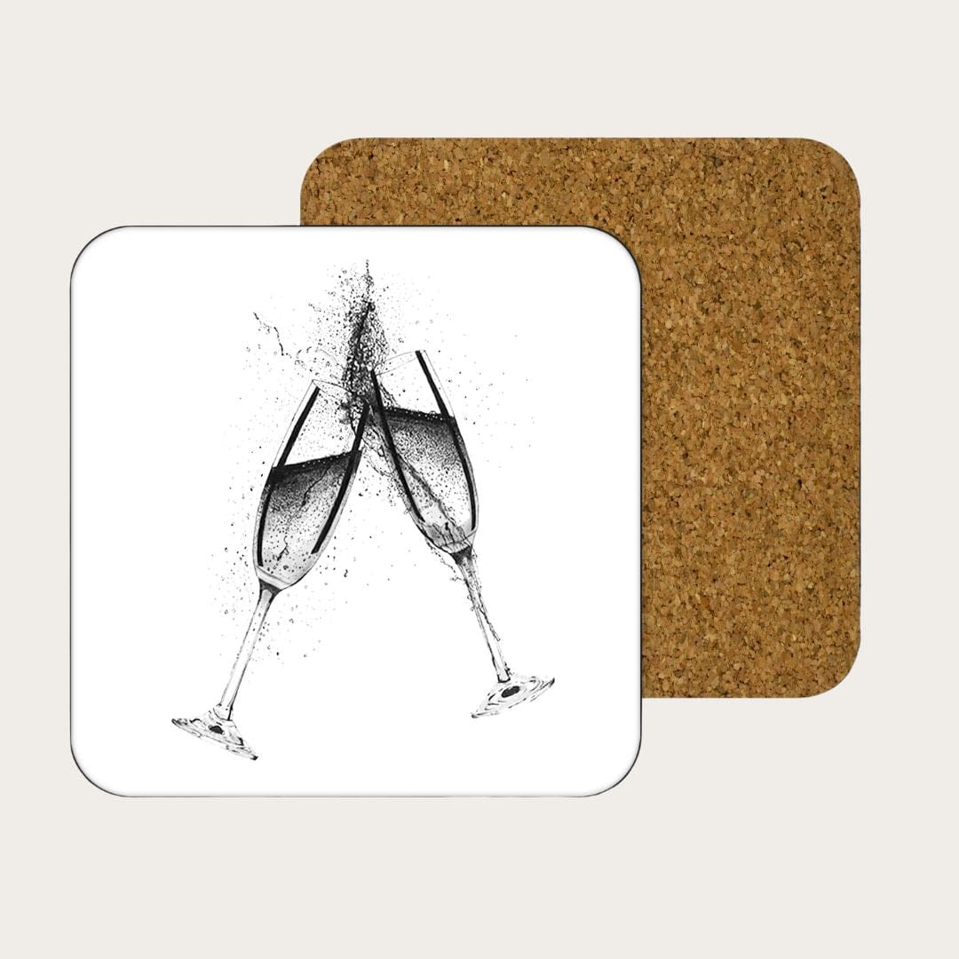 An exquisite coaster adorned with an elegant 'Cheers' motif, enhancing your celebration moments. Made from premium materials, it features a sturdy construction with a slip-resistant cork base to safeguard your furniture. A perfect addition to any bar setup or as a thoughtful gift for enthusiasts of refined barware.