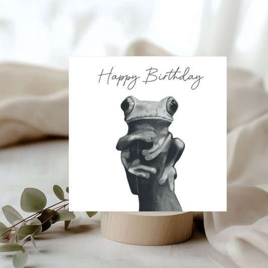 Happy Birthday Frog Card – A charming, hand-drawn frog illustration, perfect for a fun and unique birthday greeting