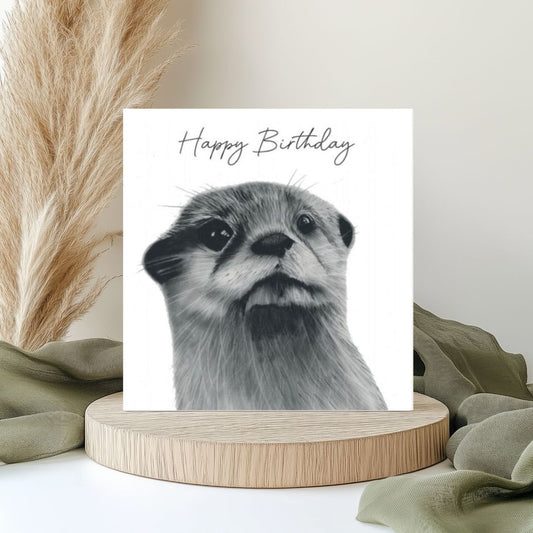 Happy Birthday Otter Card – A playful hand-drawn otter design, perfect for celebrating a fun-loving birthday