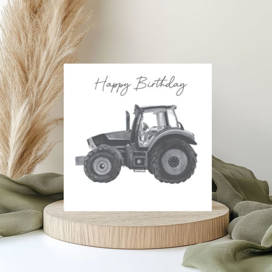 Charming hand-drawn tractor birthday card, perfect for celebrating birthdays with a country twist. Featuring a detailed farm tractor illustration, this card is ideal for agricultural enthusiasts, farmers, and anyone who loves the countryside. A great way to add a rustic touch to any birthday celebration