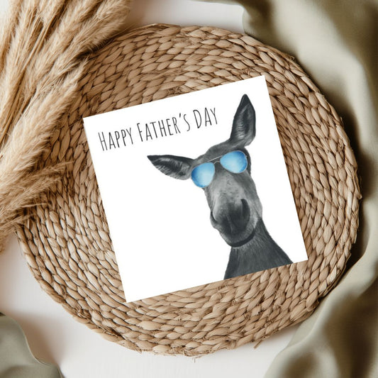 Happy Father’s Day Donkey Card – A charming, hand-drawn illustration of a lovable donkey, perfect for celebrating dad.