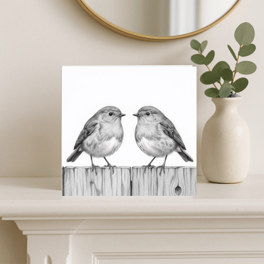 Robin Perch Hand Drawn Greeting Card
