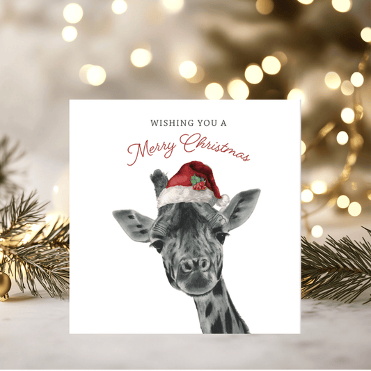 Merry Christmas Giraffe Festive Christmas Card
