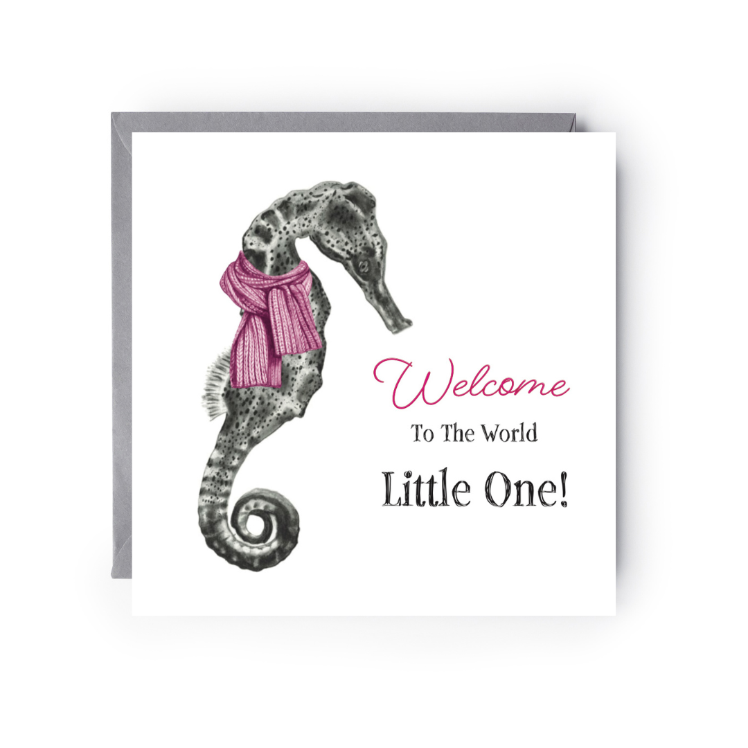 New Baby Pink Seahorse card detail