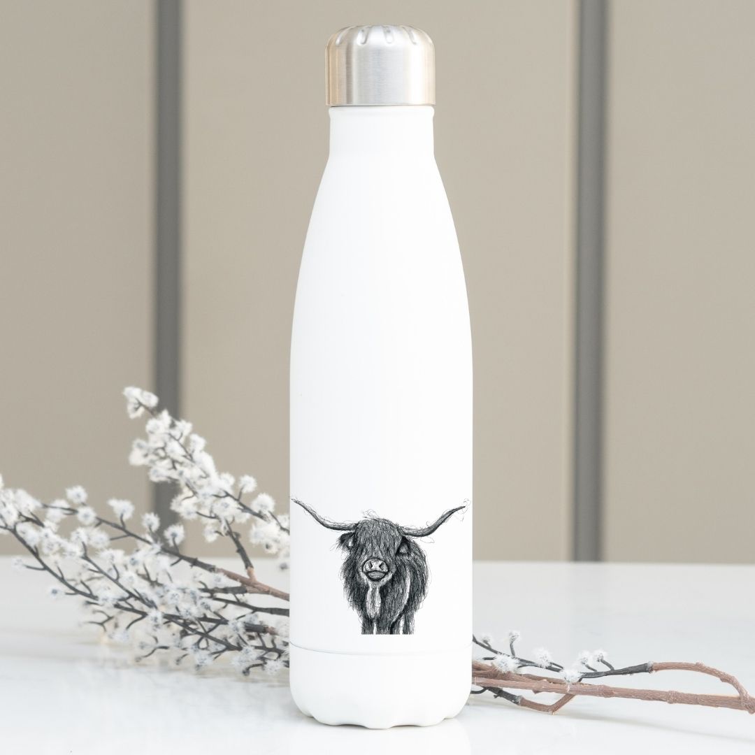 Highland Cow Stainless Steel Flask From Libra Fine Arts