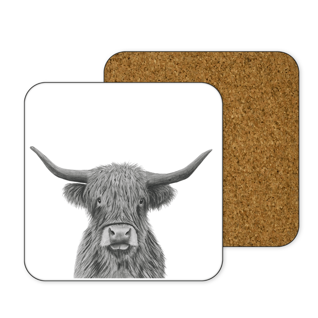 Scottish Highland Cow Teabag Holder – Royal Tara Bone China, Tartan Pattern, 4in