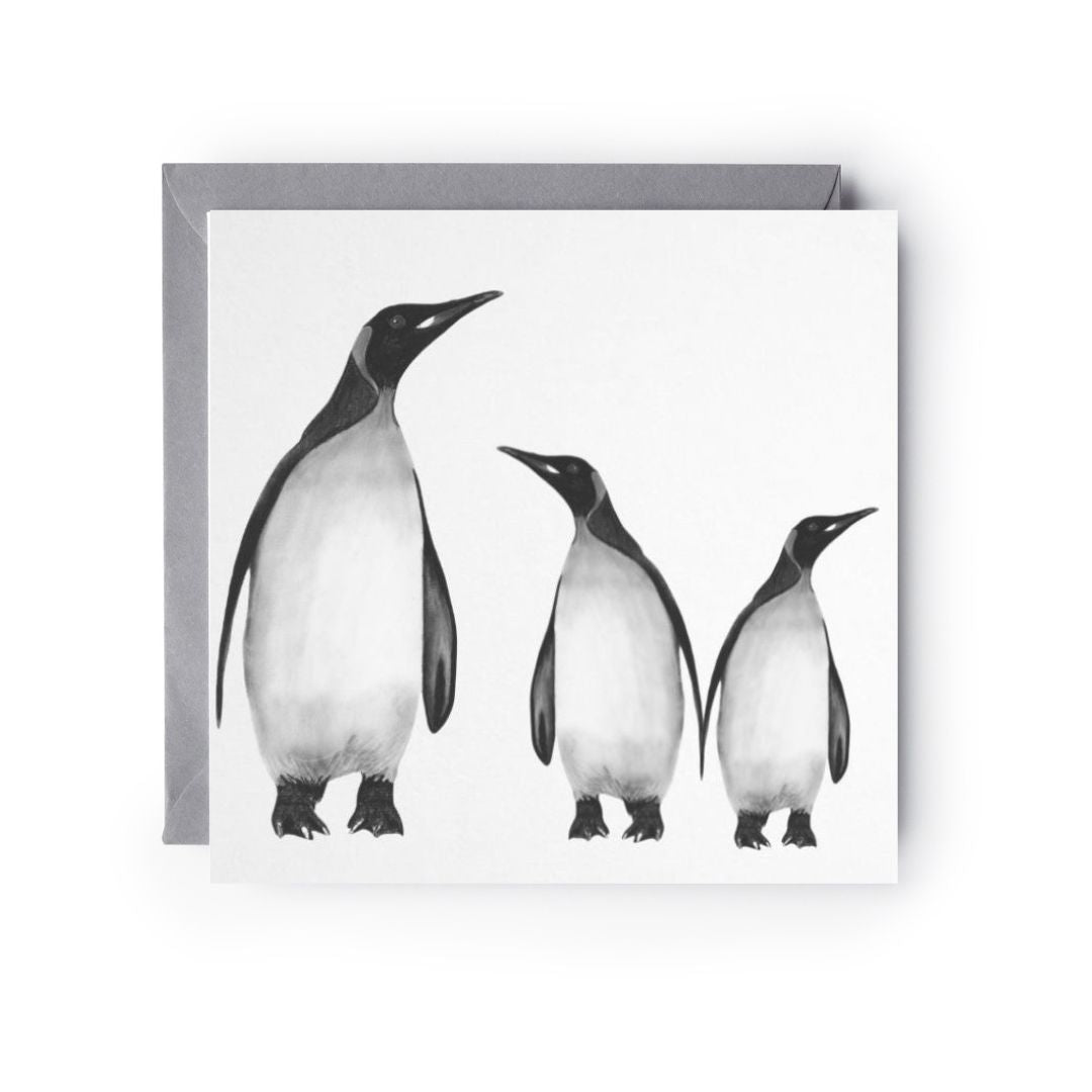 A Penguin Family Christmas Card from Libra Fine Arts