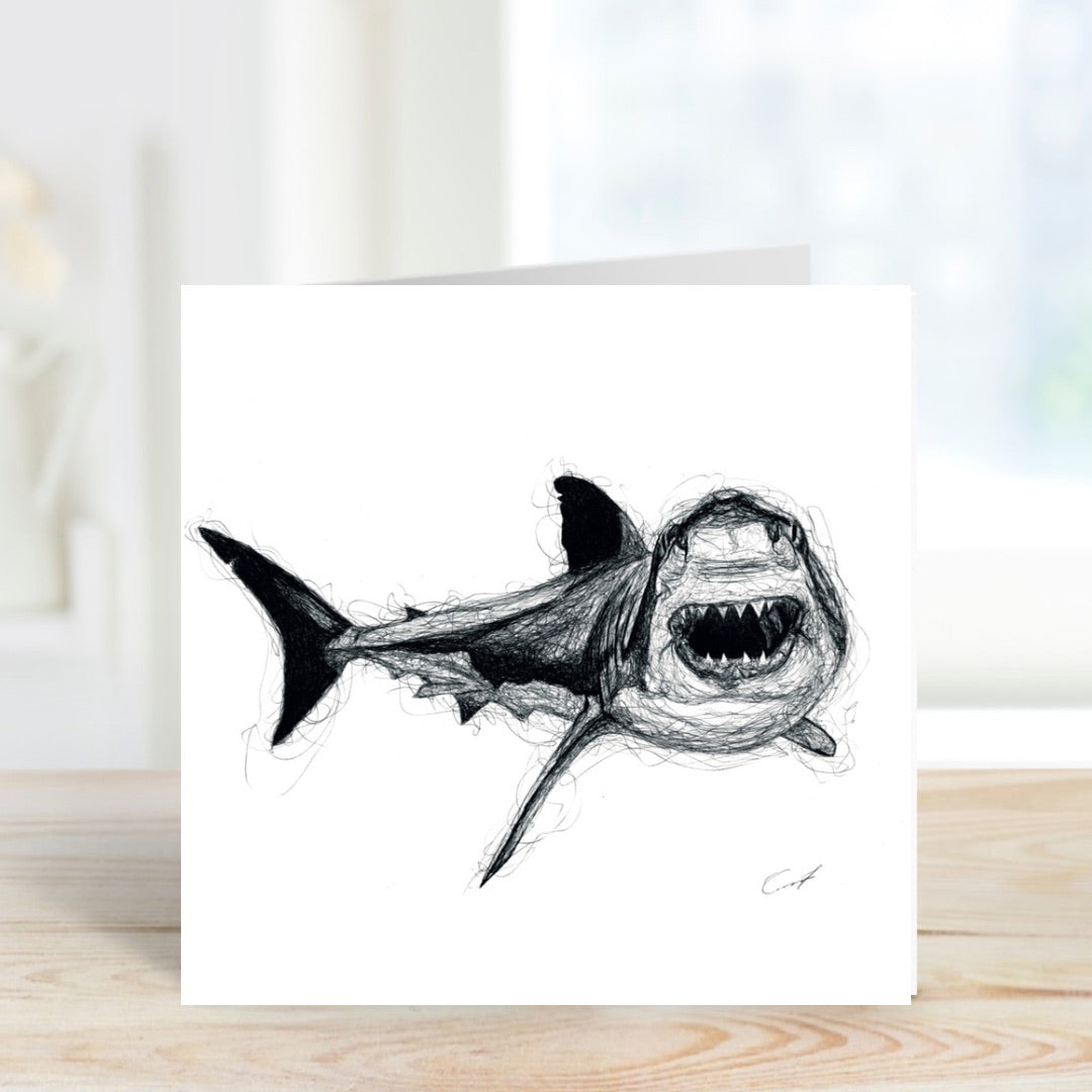 A Hand Drawn Shark  Greeting Card From Libra Fine Arts