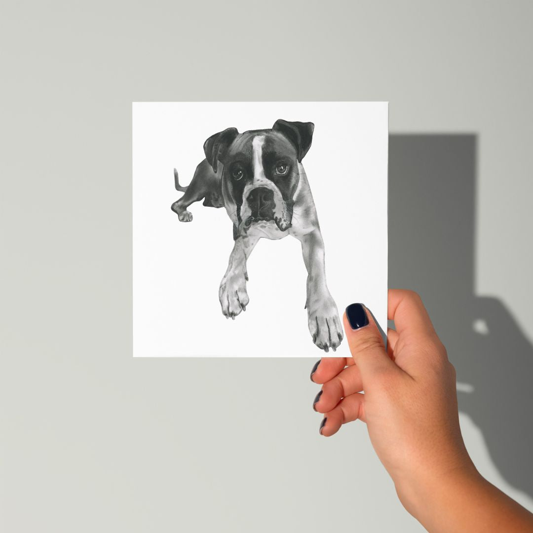 A Hand Drawn Boxer Dog Greeting Card From Libra Fine Arts