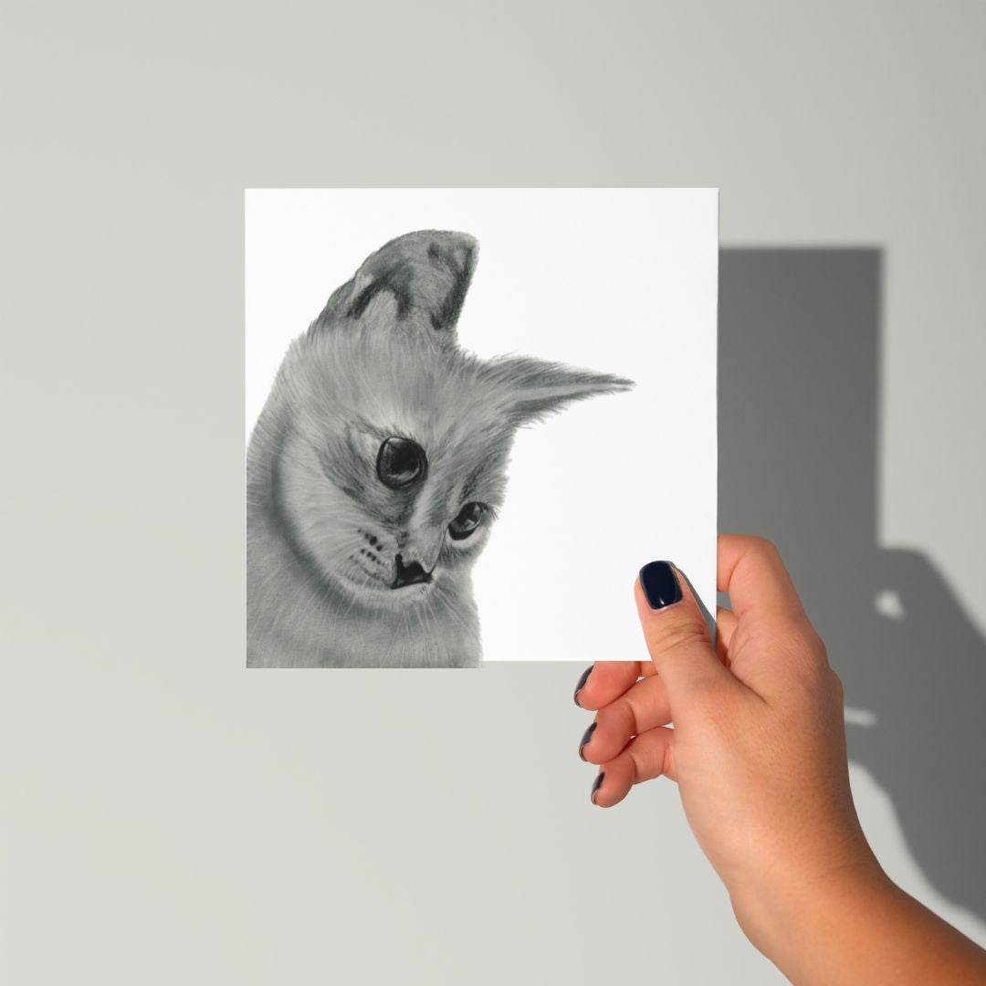A Hand Drawn Cat Greeting Card From Libra fine arts