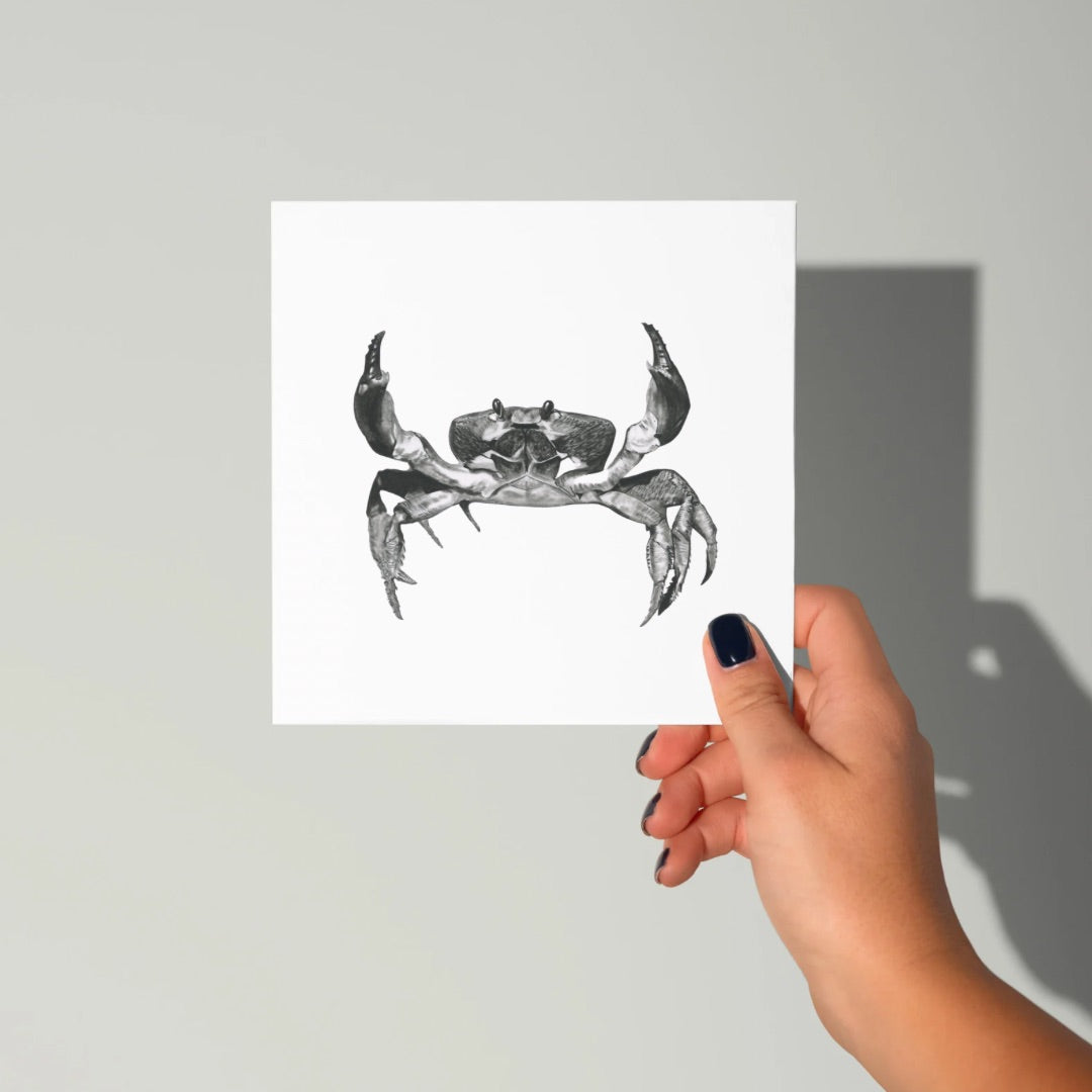 A Hand Drawn Sarin the Crab Greeting Card From Libra Fine arts
