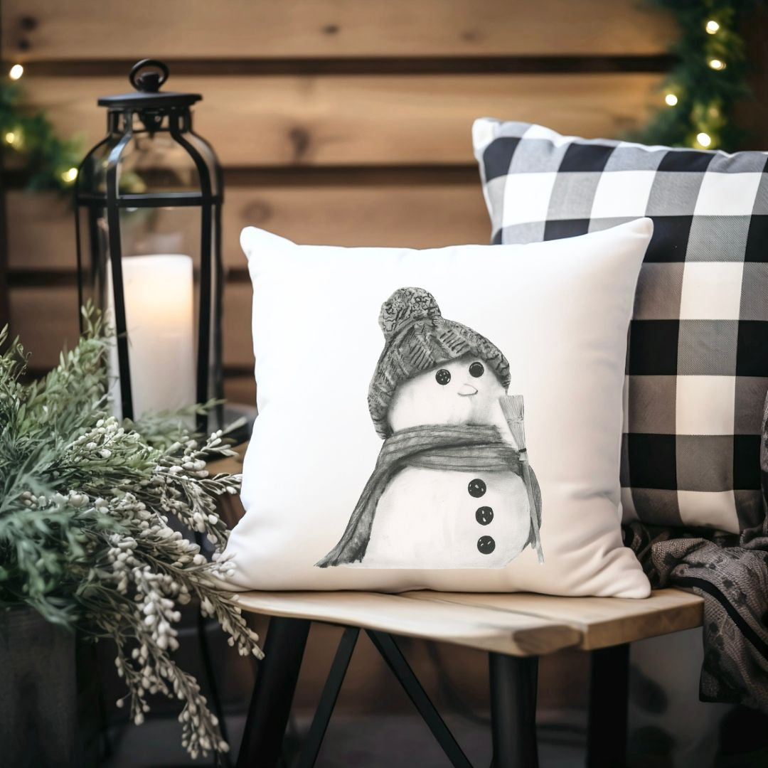 Faux Suede Snowman Cushion