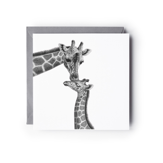 Standing Tall Mother and Baby Giraffe Greeting Card