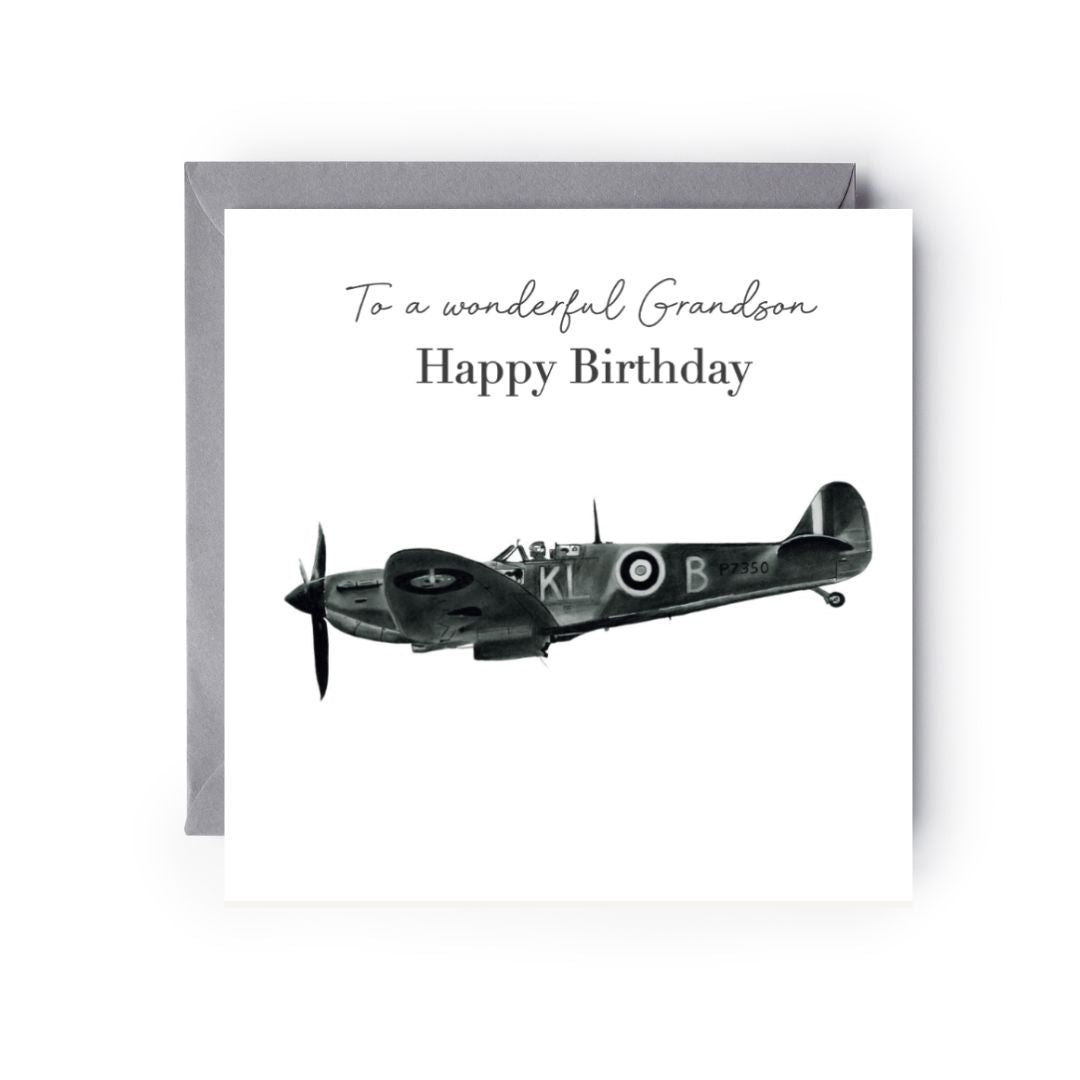 Happy Birthday To A Wonderful Grandson Spitfire Card