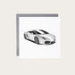 Hand-drawn Italian sports car greeting card, a tribute to automotive excellence.