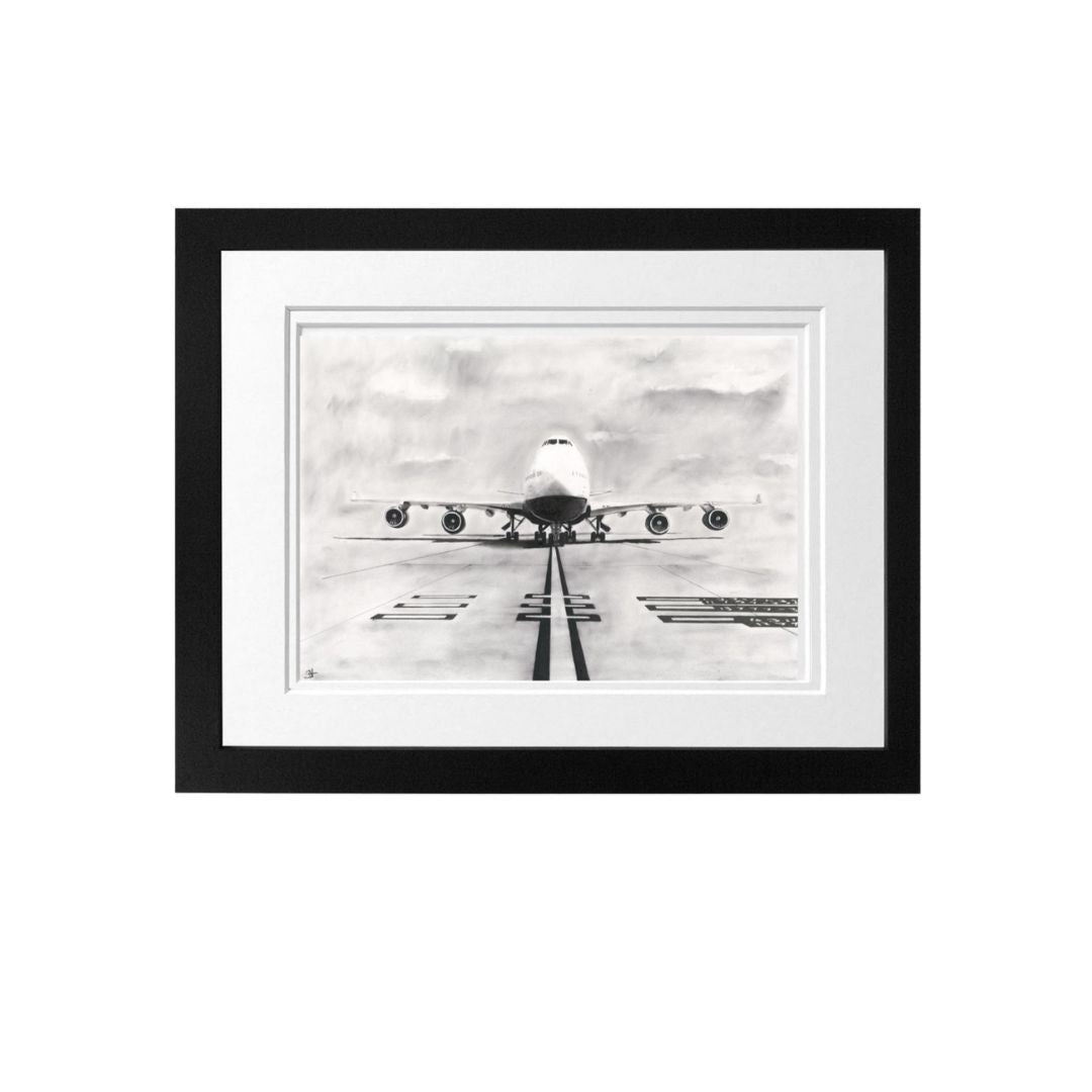 Libra_Fine_Arts_Hand_Drawn_747_Aircraft_Drawing_in_Black_Frame. The perfect christmas, birthday or anniversary gift for aviation entusiasts adn plane spotters. 